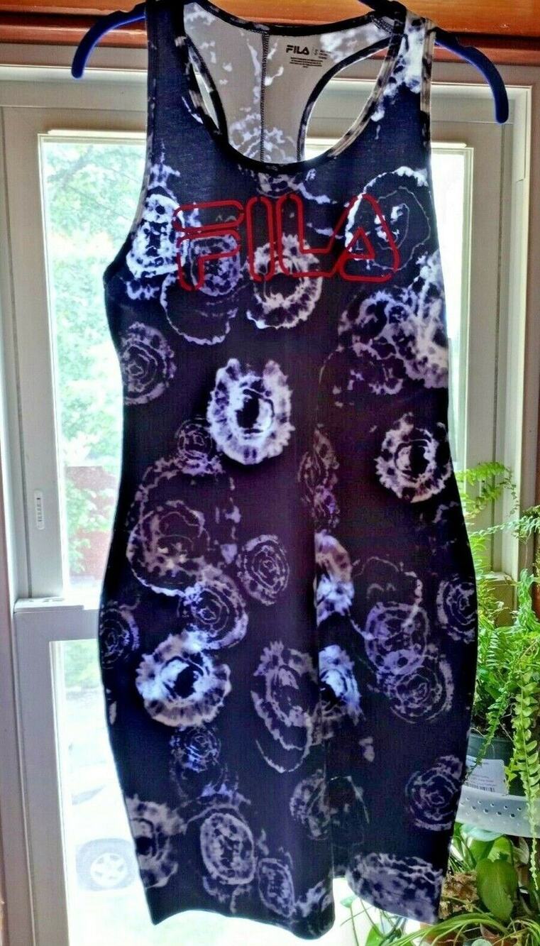 FILA Varsity Knit Dress Sleeveless Blue RingTie Dye Small NWT